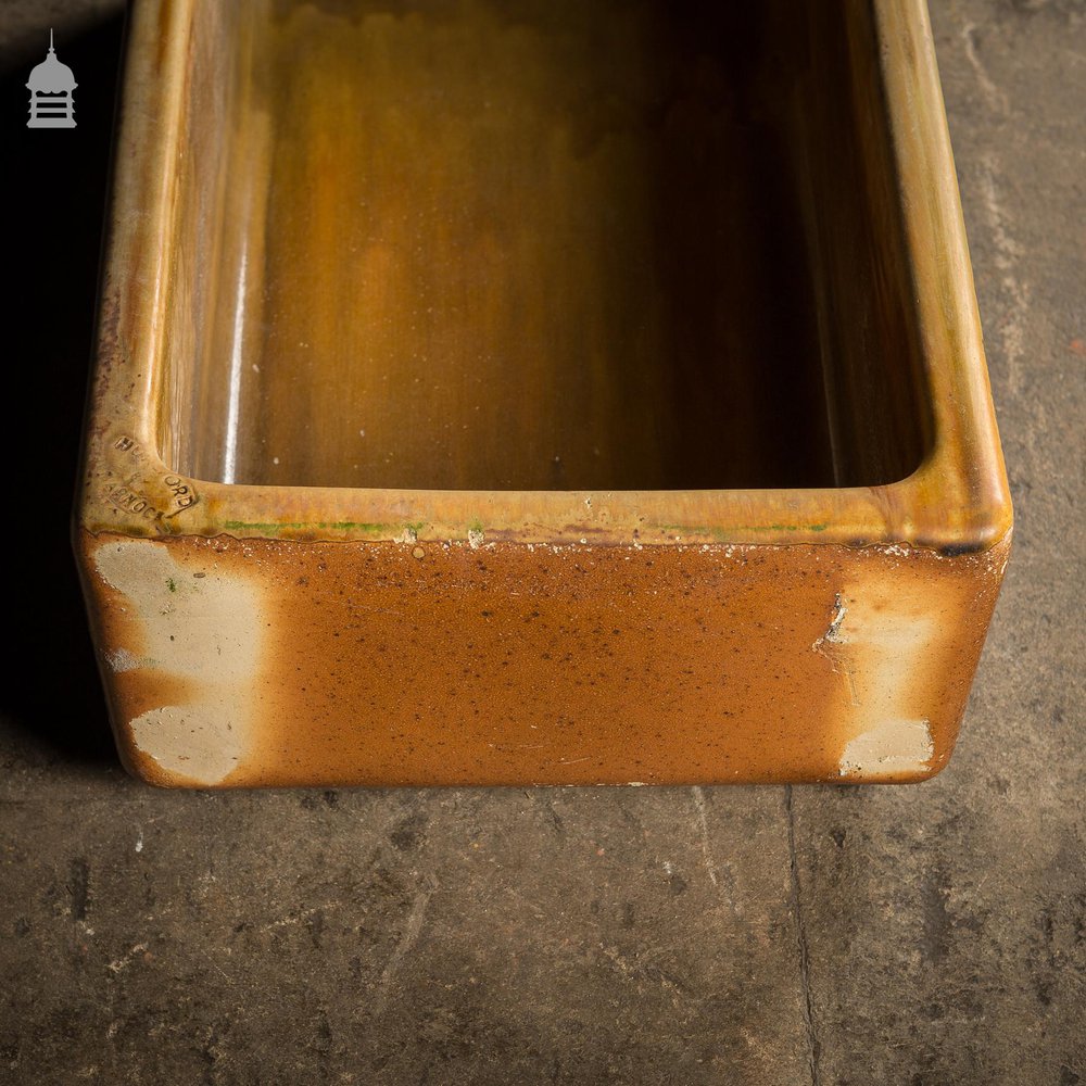 Salt Glazed Trough Sink Stamped Hurlford by Kilmarnock With Worn Finish