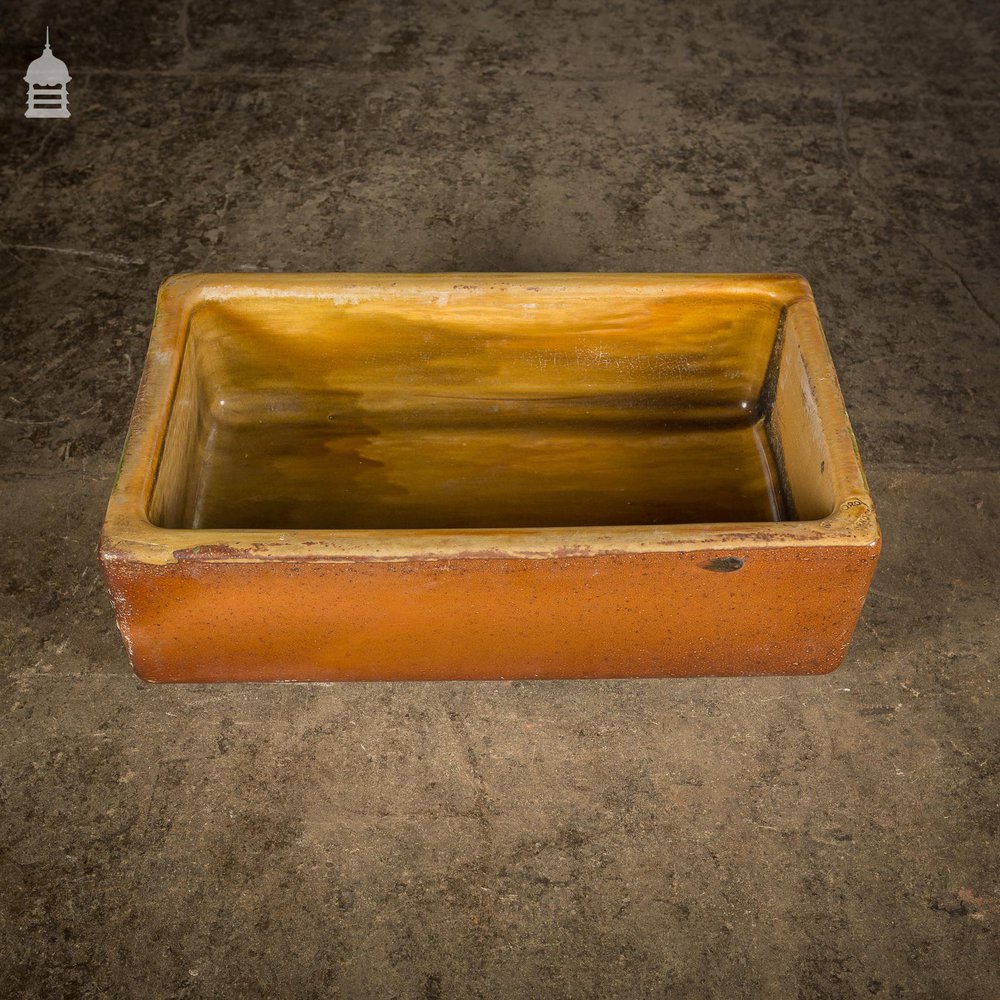 Salt Glazed Trough Sink Stamped Hurlford by Kilmarnock With Worn Finish