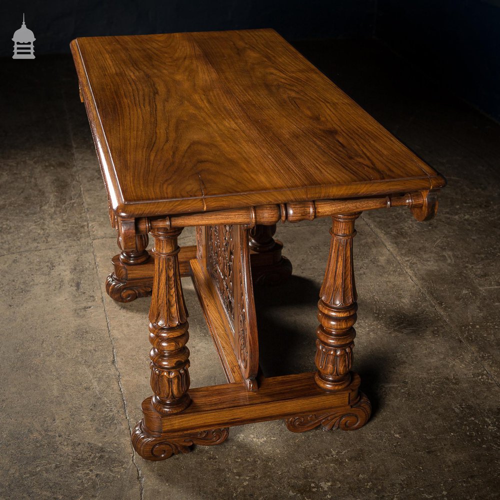 19th C Intricately Carved Rosewood Side Table