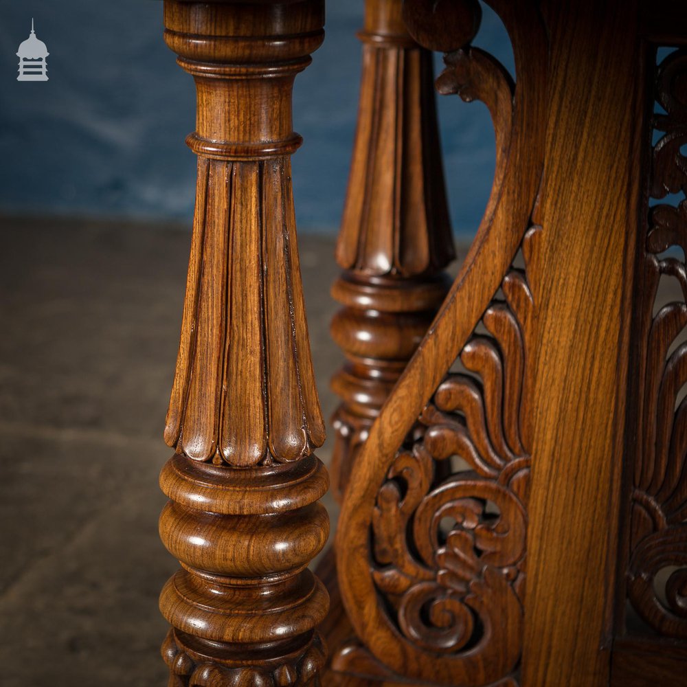 19th C Intricately Carved Rosewood Side Table