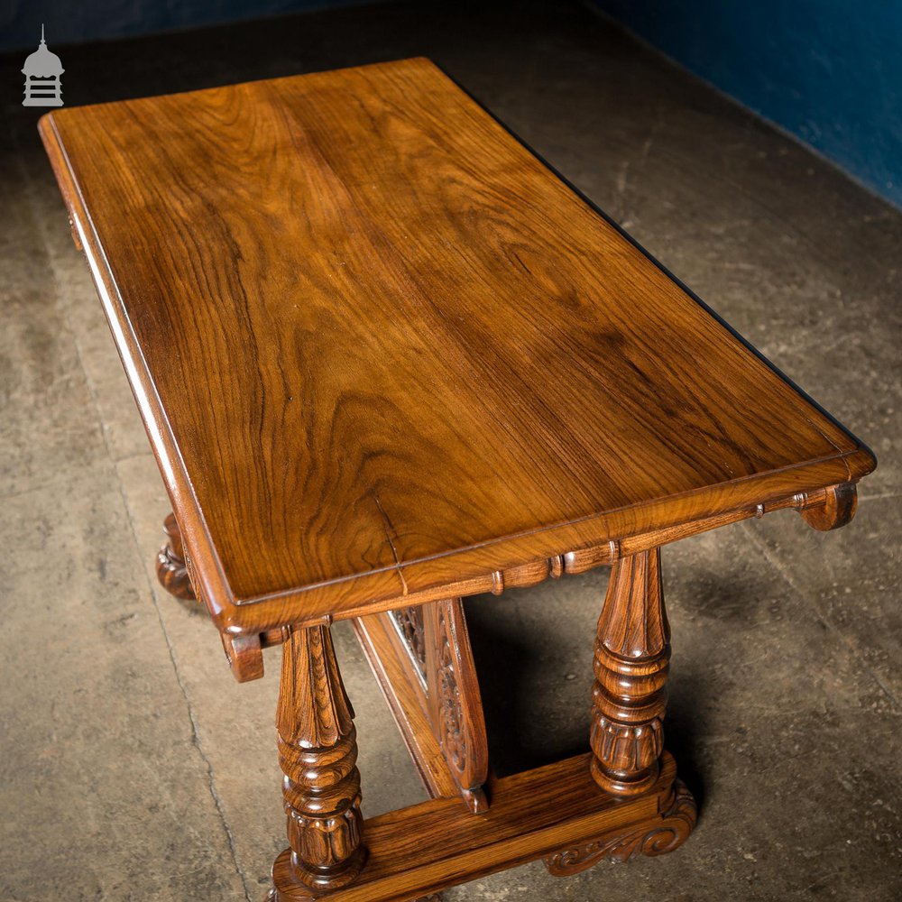 19th C Intricately Carved Rosewood Side Table