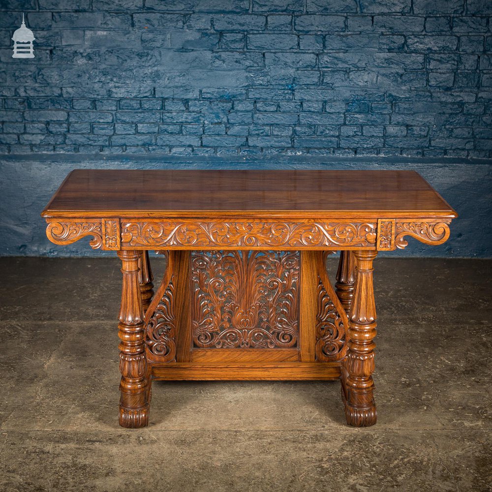 19th C Intricately Carved Rosewood Side Table