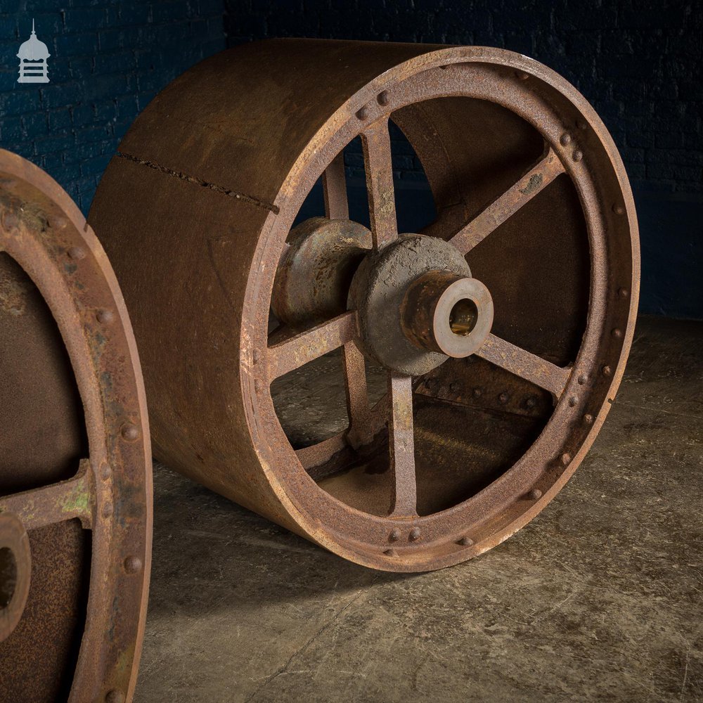 Pair of Large 19th C Industrial Roller Wheels Planters