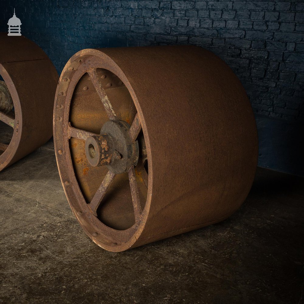 Pair of Large 19th C Industrial Roller Wheels Planters