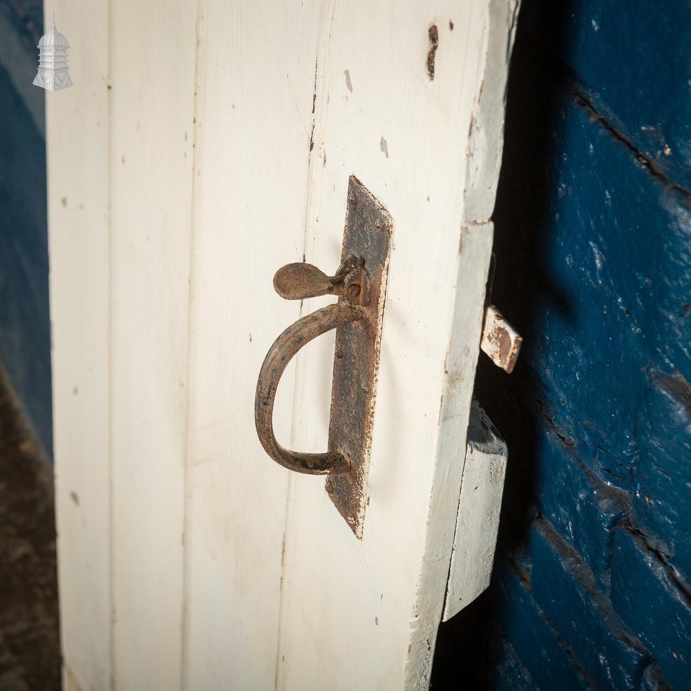 NR56421: Small 18th C White Painted Ledged and Braced Cottage Door