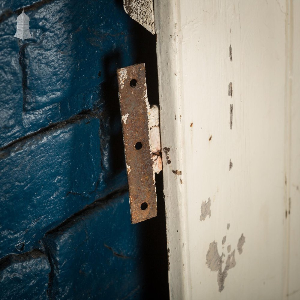 NR56421: Small 18th C White Painted Ledged and Braced Cottage Door