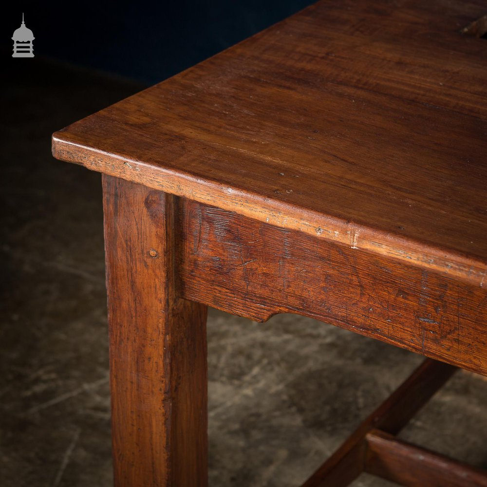 19th C 4ft x 4ft School Science Lab Mahogany and Pine Table