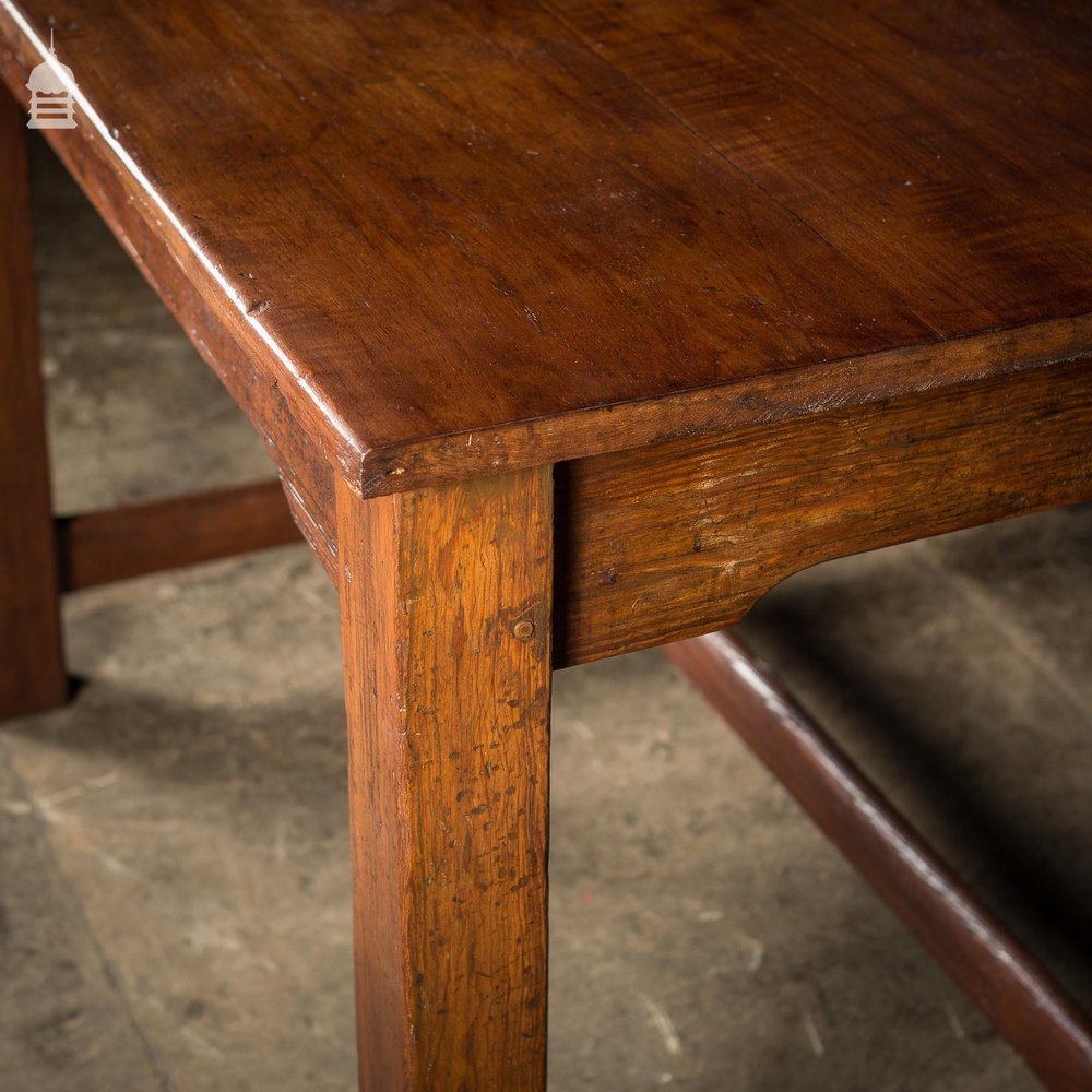 19th C 4ft x 4ft School Science Lab Mahogany and Pine Table