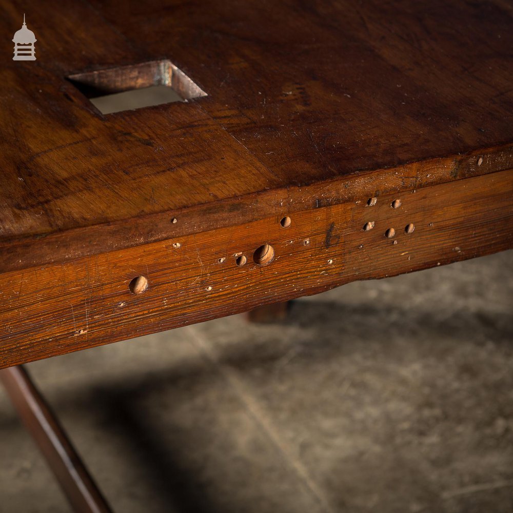 19th C 4ft x 4ft School Science Lab Mahogany and Pine Table DUPLICATE NAME 1