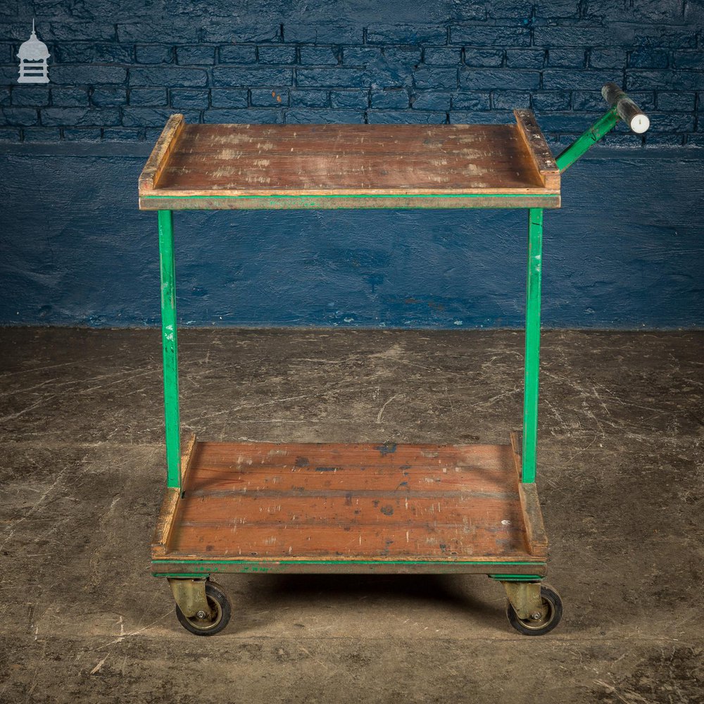 Green Vintage Industrial Wheeled Trolley