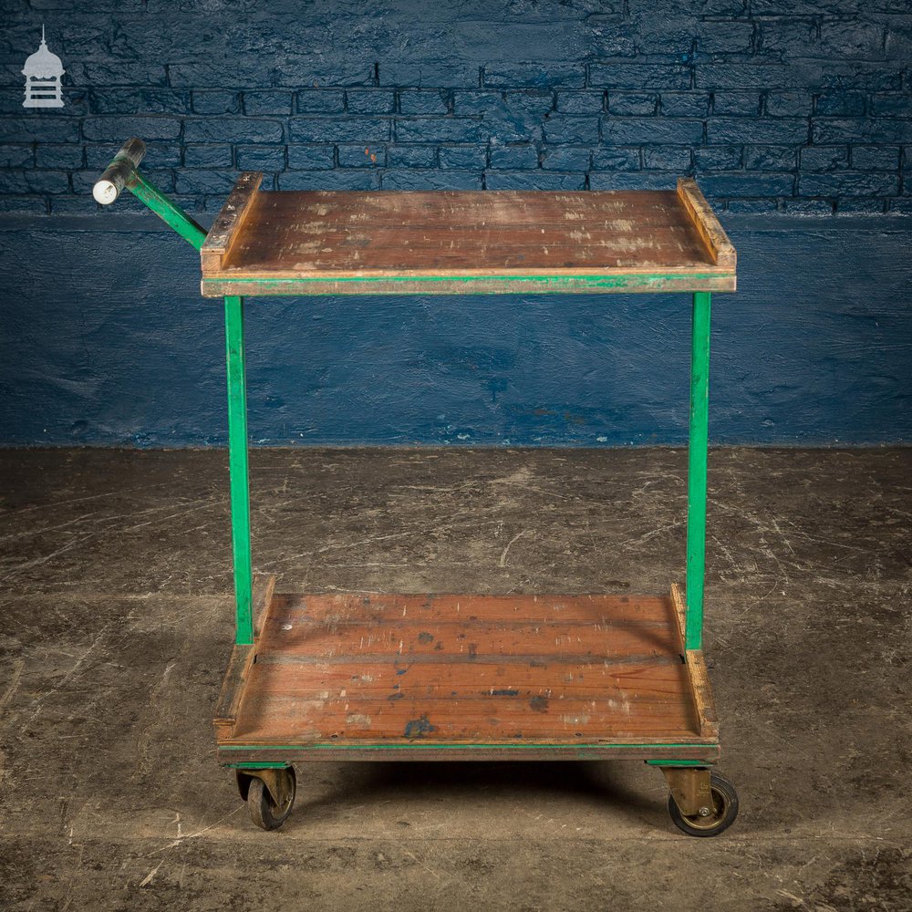 Green Vintage Industrial Wheeled Trolley