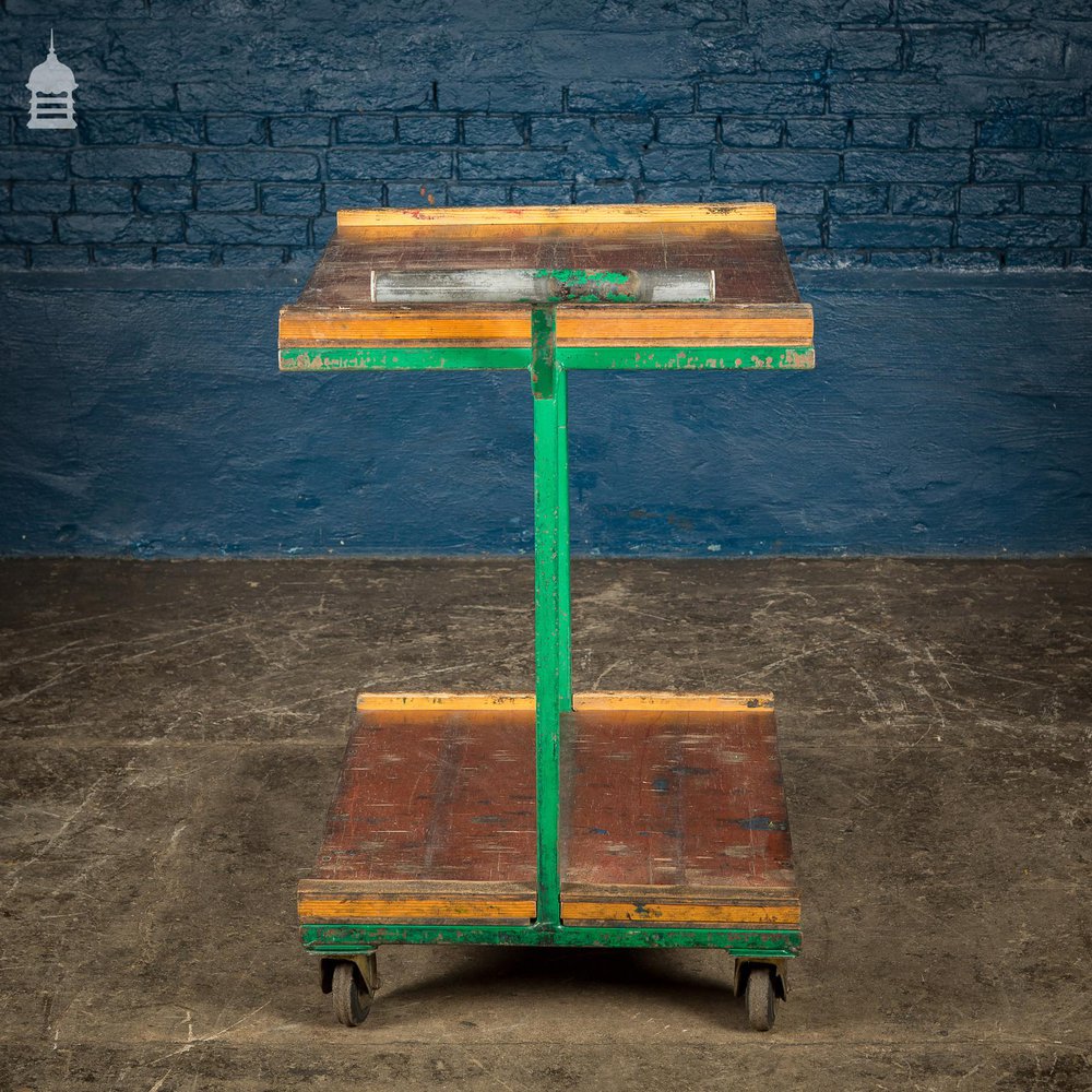 Green Vintage Industrial Wheeled Trolley