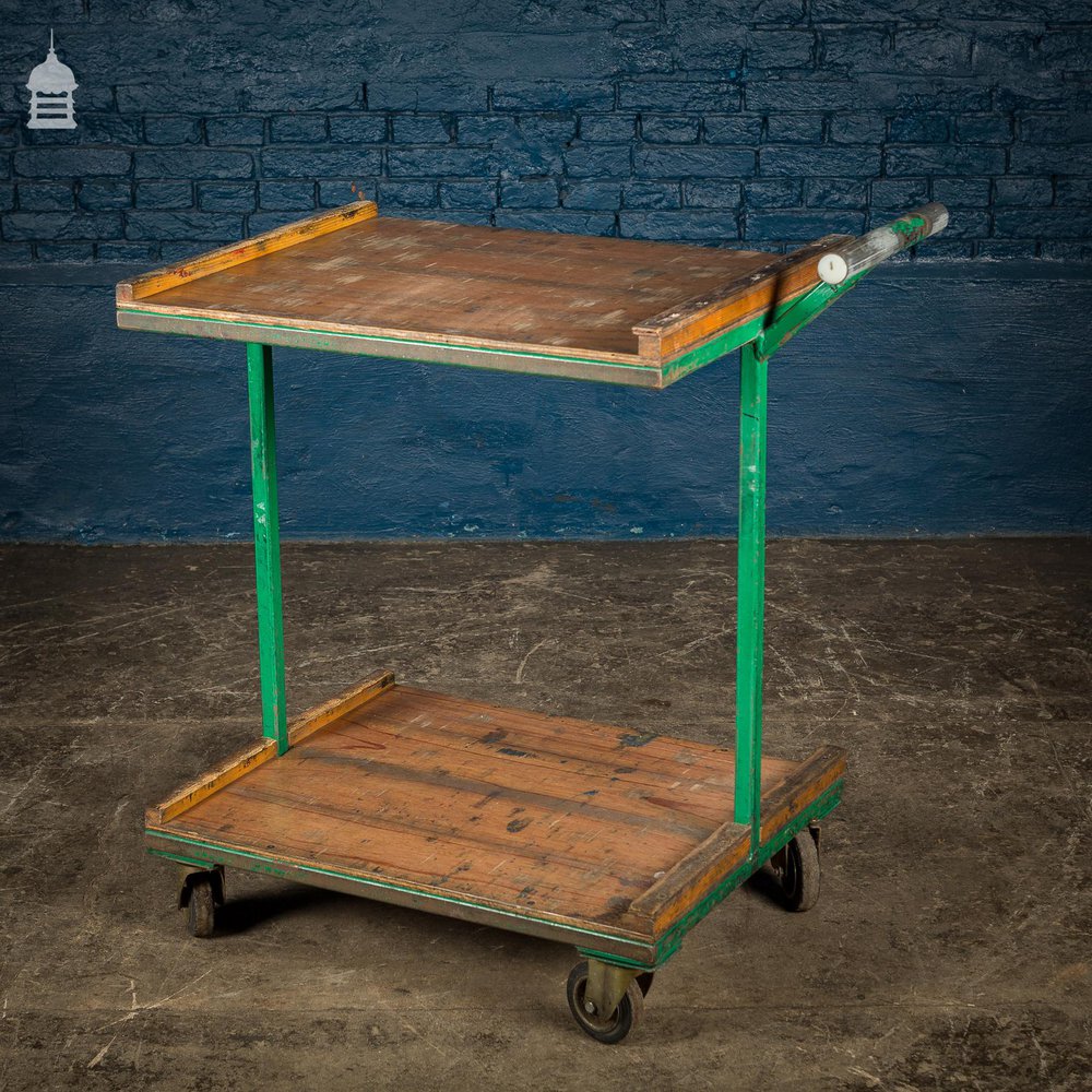 Green Vintage Industrial Wheeled Trolley