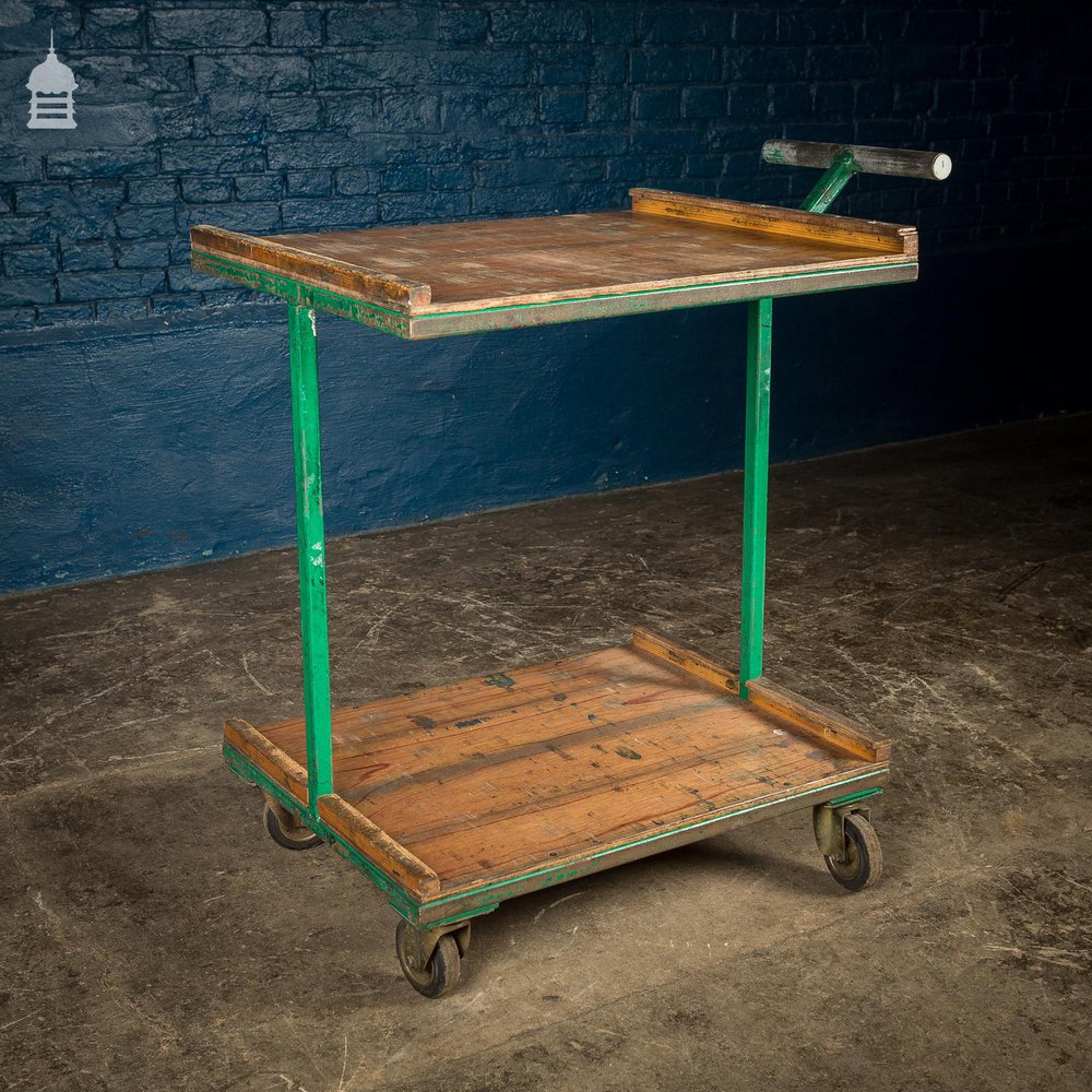 Green Vintage Industrial Wheeled Trolley