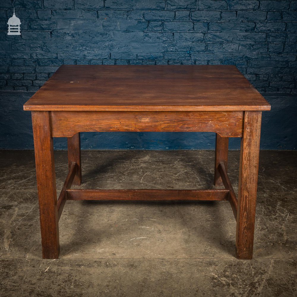 19th C 4ft x 4ft School Science Lab Mahogany and Pine Table DUPLICATE NAME 1 DUPLICATE NAME 1