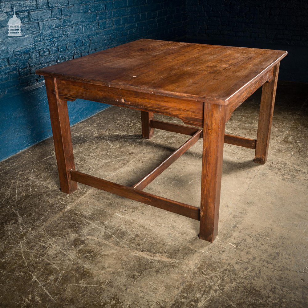 19th C 4ft x 4ft School Science Lab Mahogany and Pine Table DUPLICATE NAME 1 DUPLICATE NAME 1