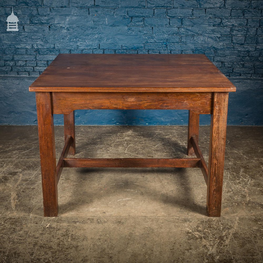 19th C 4ft x 4ft School Science Lab Mahogany and Pine Table DUPLICATE NAME 1 DUPLICATE NAME 1