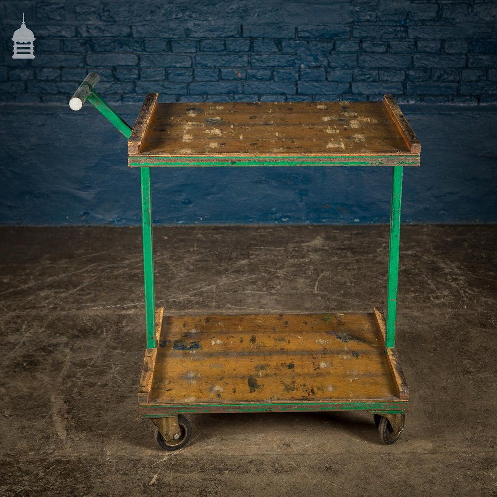 NR20721: Green Vintage Industrial Wheeled Trolley DUPLICATE NAME 1