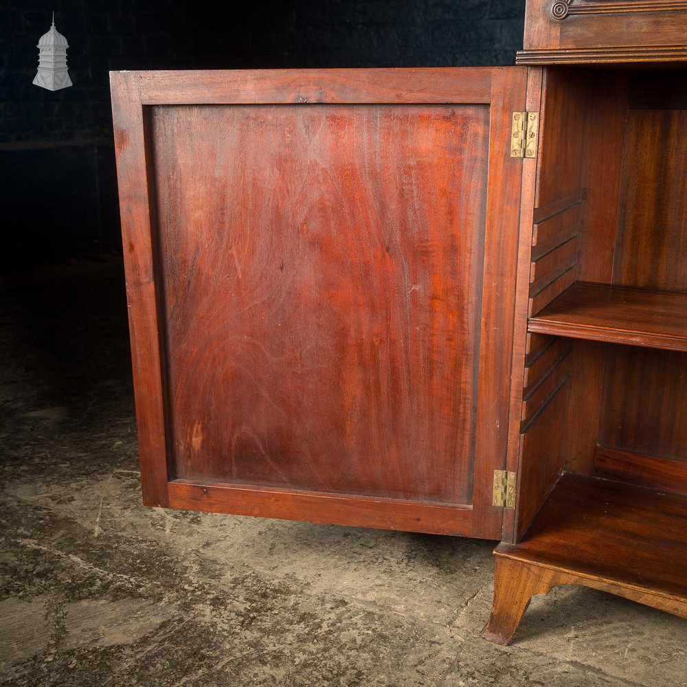 NR58221: Circa 1890 Small Scale Glazed Bookcase by Bartholomew & Fletcher With Diamond Banded Glass & Reeded Detail