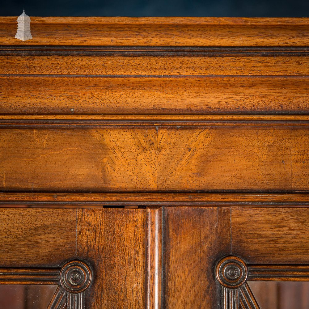 NR58221: Circa 1890 Small Scale Glazed Bookcase by Bartholomew & Fletcher With Diamond Banded Glass & Reeded Detail