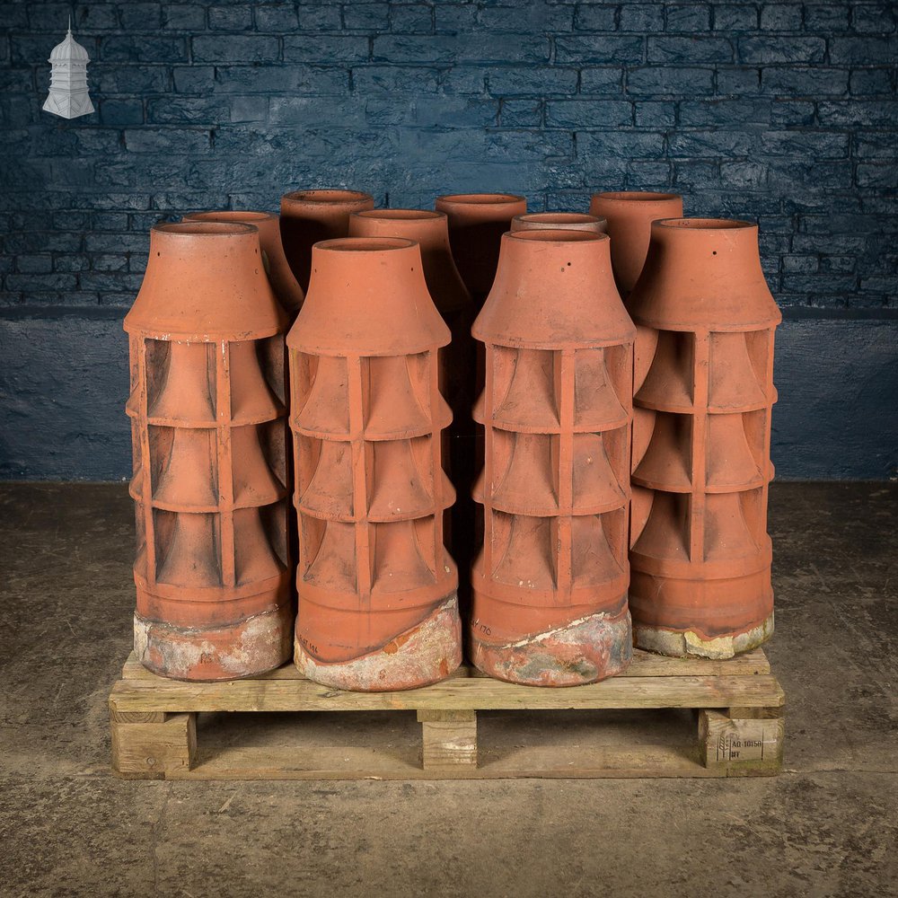 NR59021: Batch of 10 Red Terracotta Chimney Pots