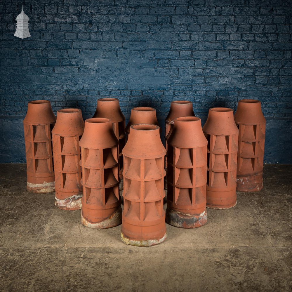 NR59021: Batch of 10 Red Terracotta Chimney Pots