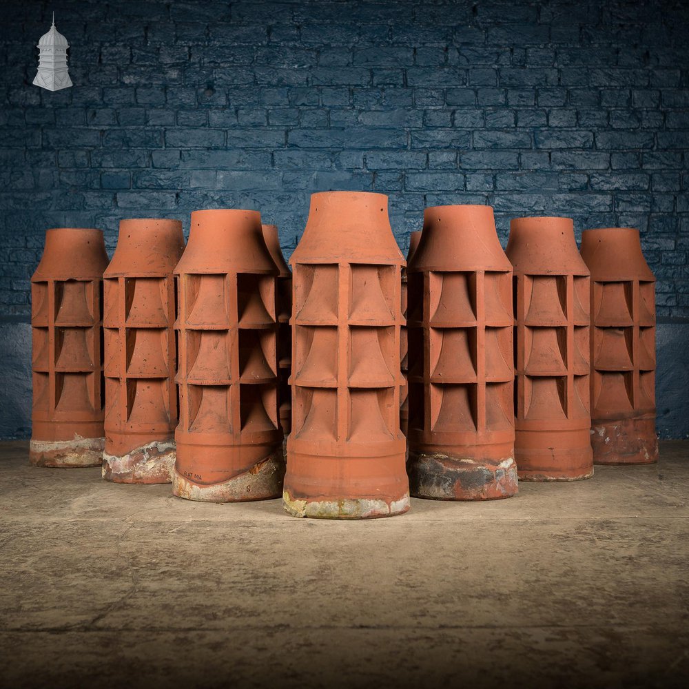 NR59021: Batch of 10 Red Terracotta Chimney Pots