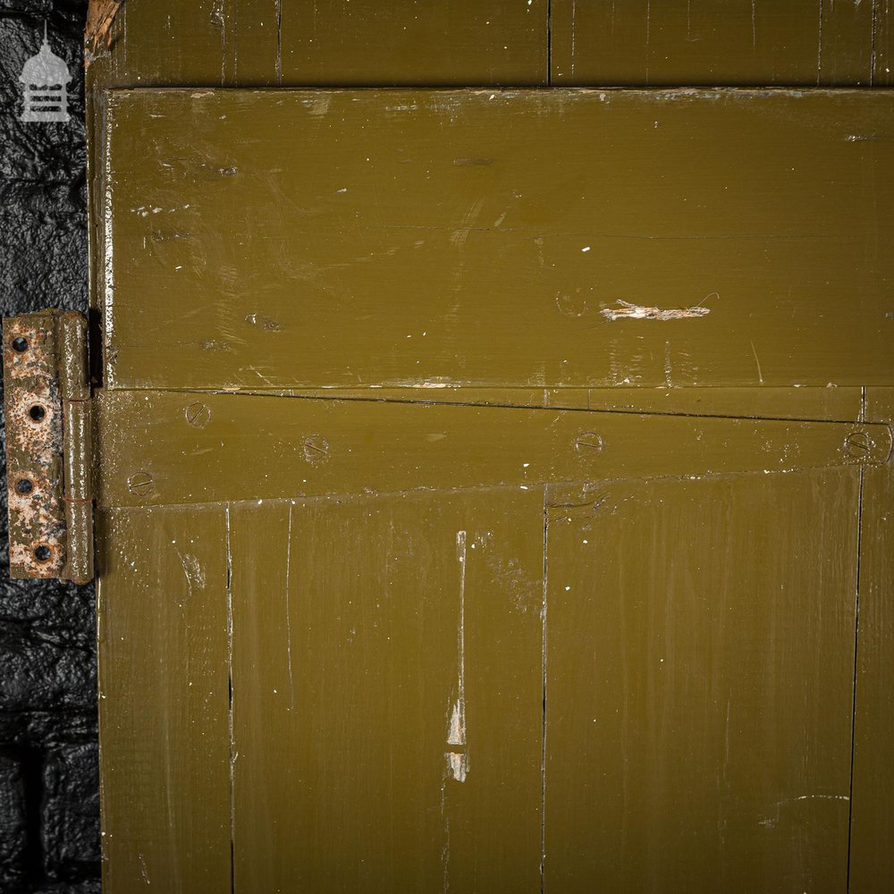 Early 20th C Ledged and Braced Brown Painted Cottage Door with T Hinge