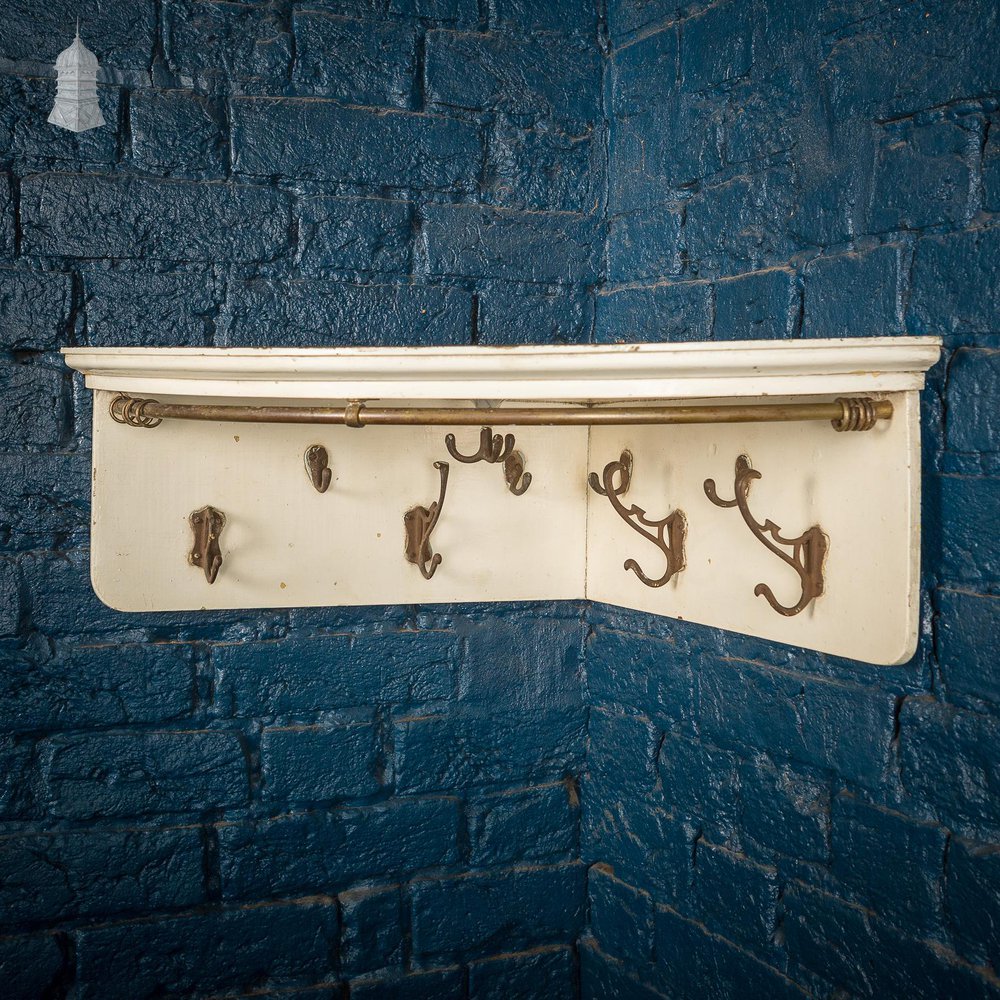 NR61721: 19th C Cream Painted Corner Coat Hook