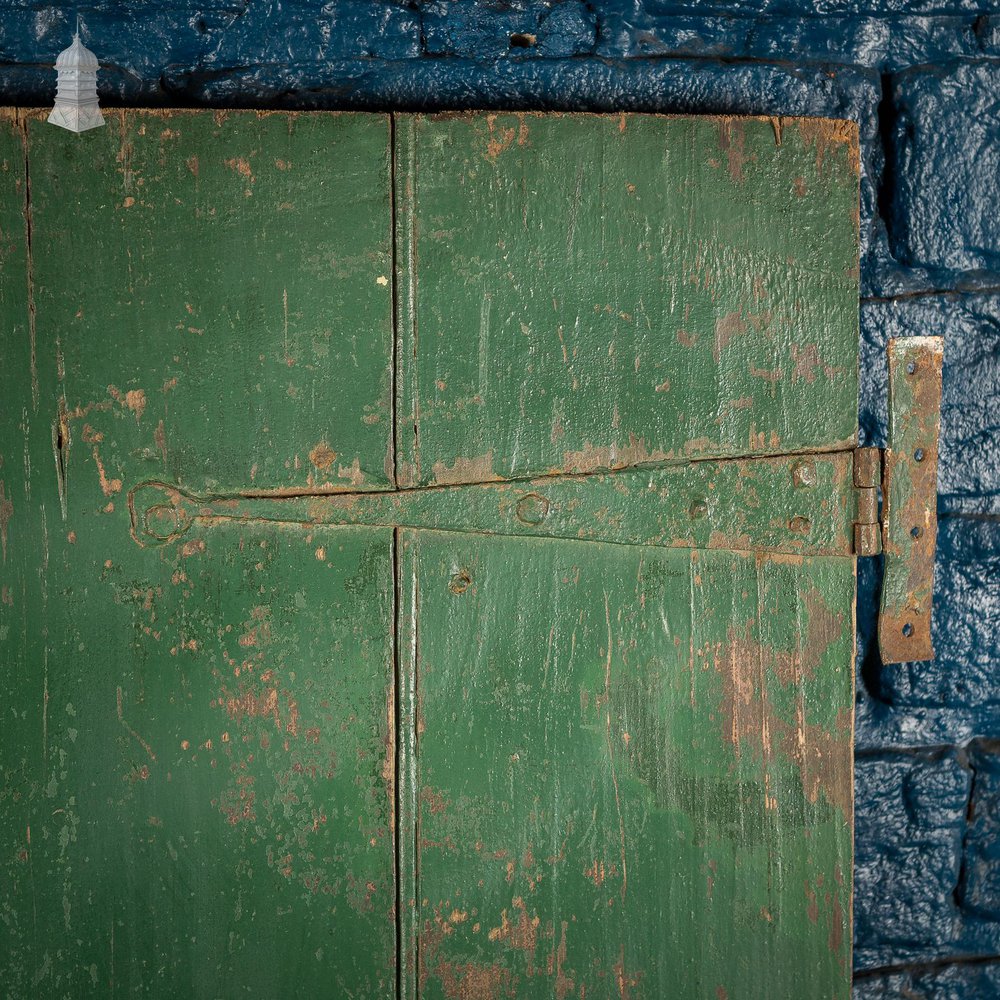 NR62121: Small Georgian Green Painted Ledged and Braced Cottage Door