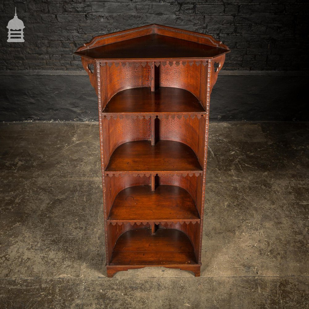 19th C Barrel Back Pugin Style Bookcase From an Oxford College