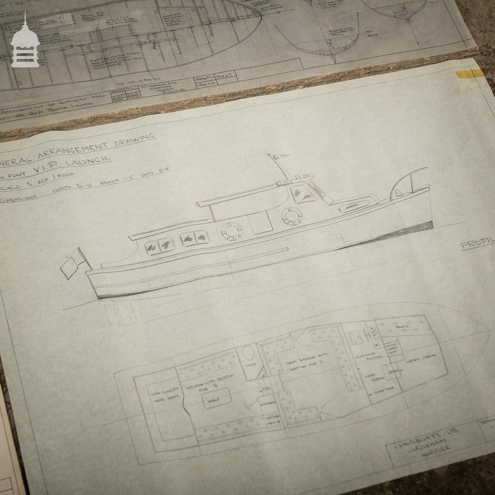 Batch of 550 Vintage Marine Architectural Plans Technical Drawings Blueprints