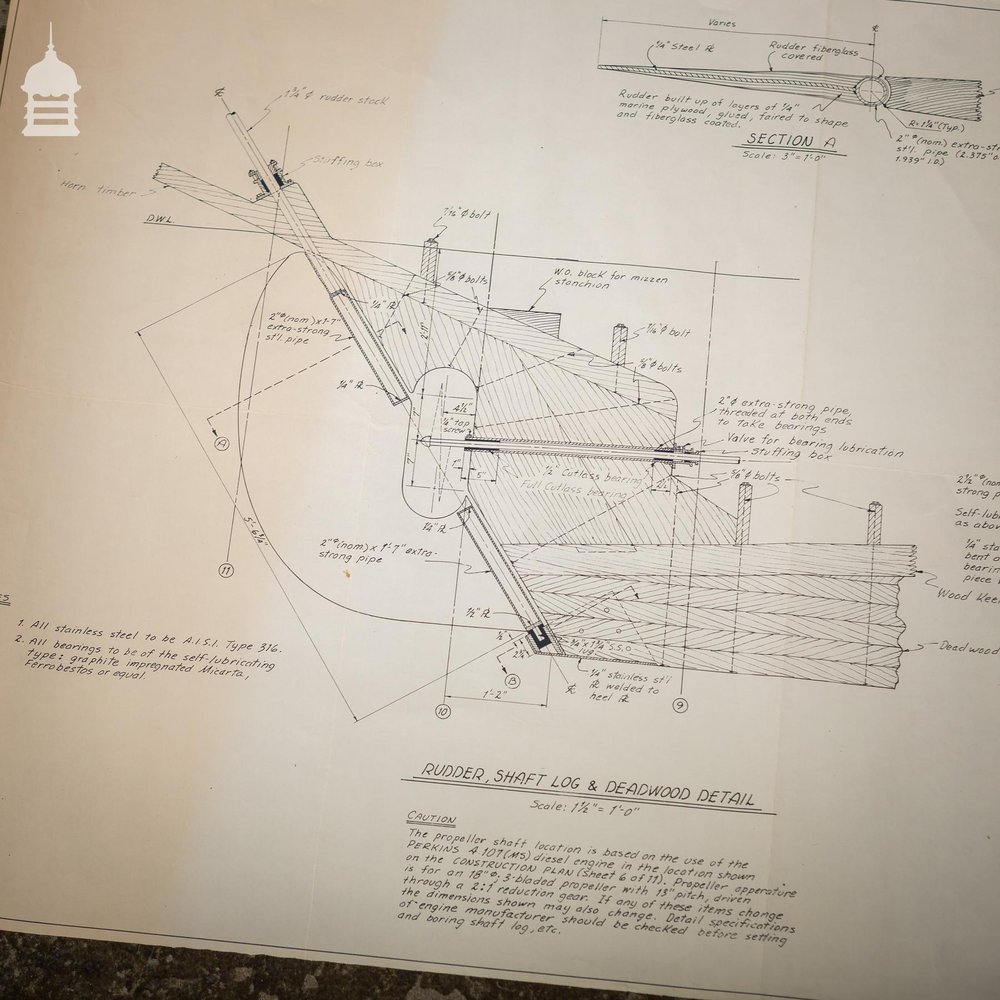 Batch of 550 Vintage Marine Architectural Plans Technical Drawings Blueprints