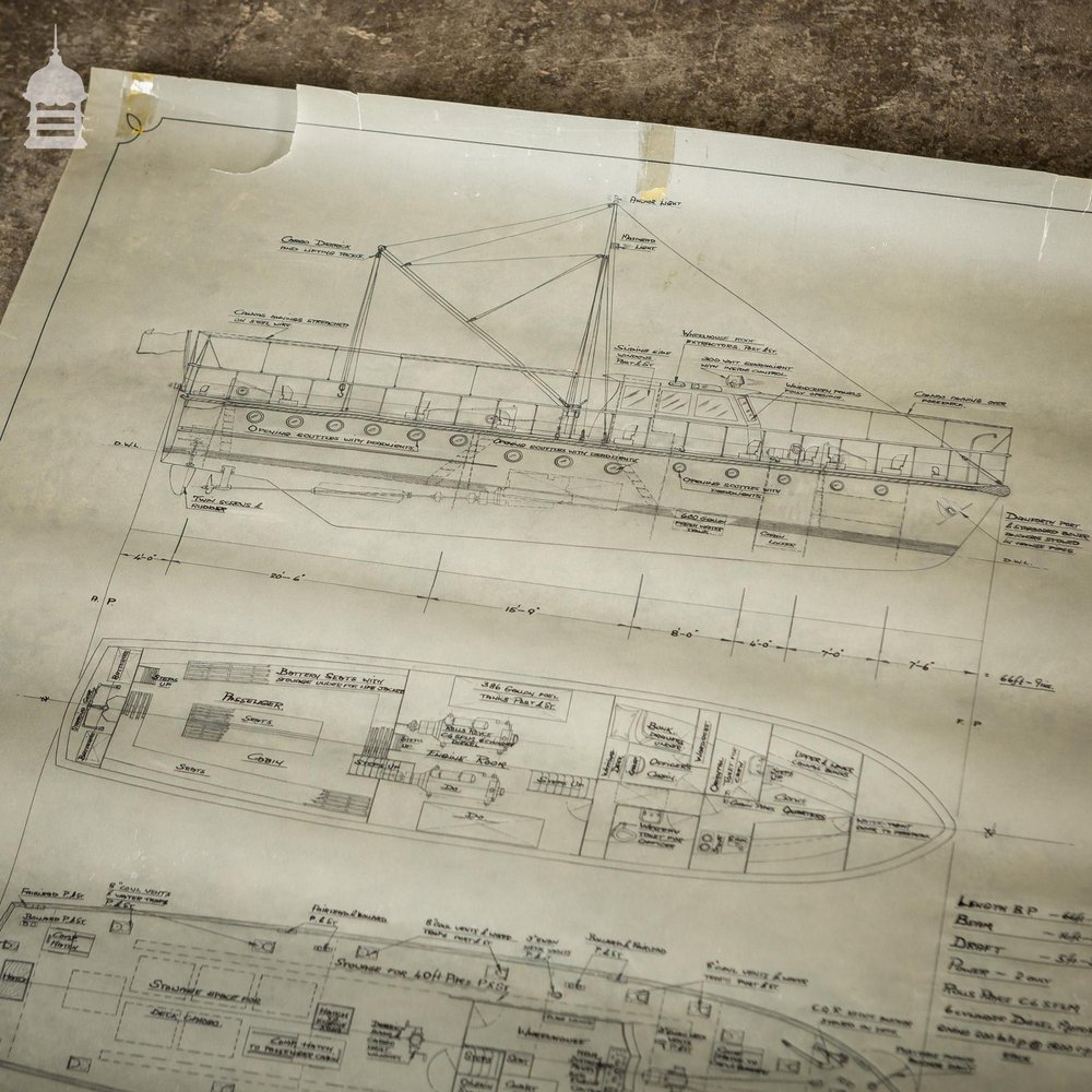 Batch of 550 Vintage Marine Architectural Plans Technical Drawings Blueprints