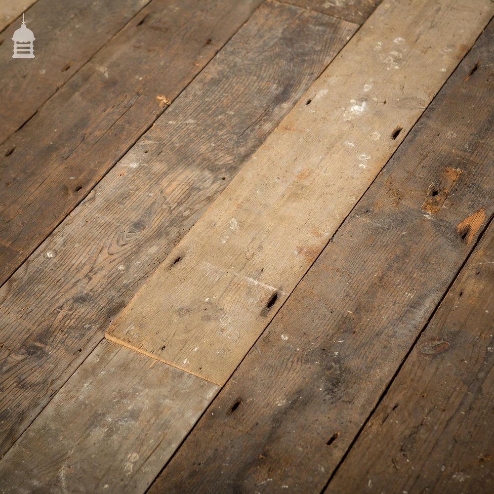 Batch of 55 Square Metres of Pine Tongue & Groove Reclaimed Industrial Factory Flooring