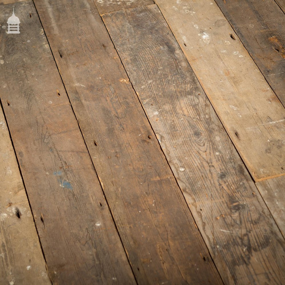 Batch of 55 Square Metres of Pine Tongue & Groove Reclaimed Industrial Factory Flooring