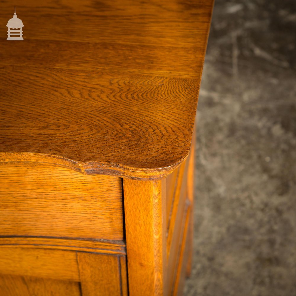 19th C Oak Vanity Unit on Castors With Bouffant Drawer