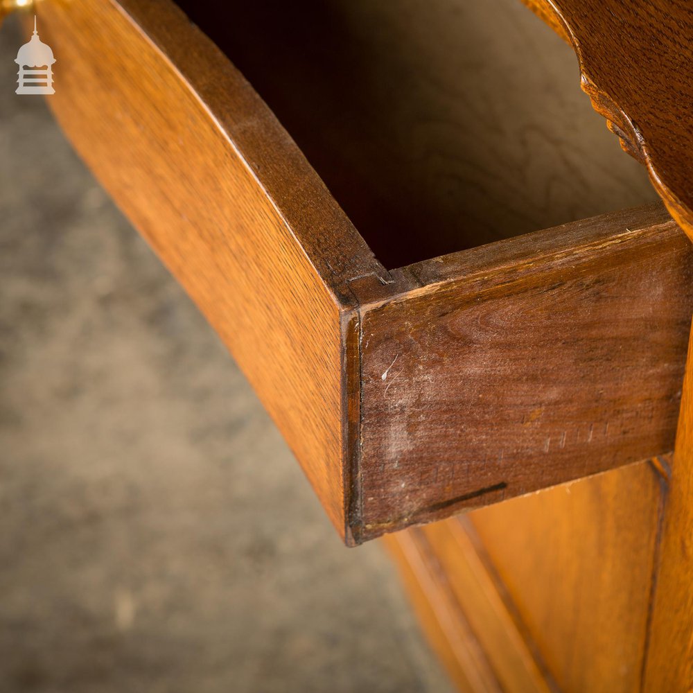 19th C Oak Vanity Unit on Castors With Bouffant Drawer