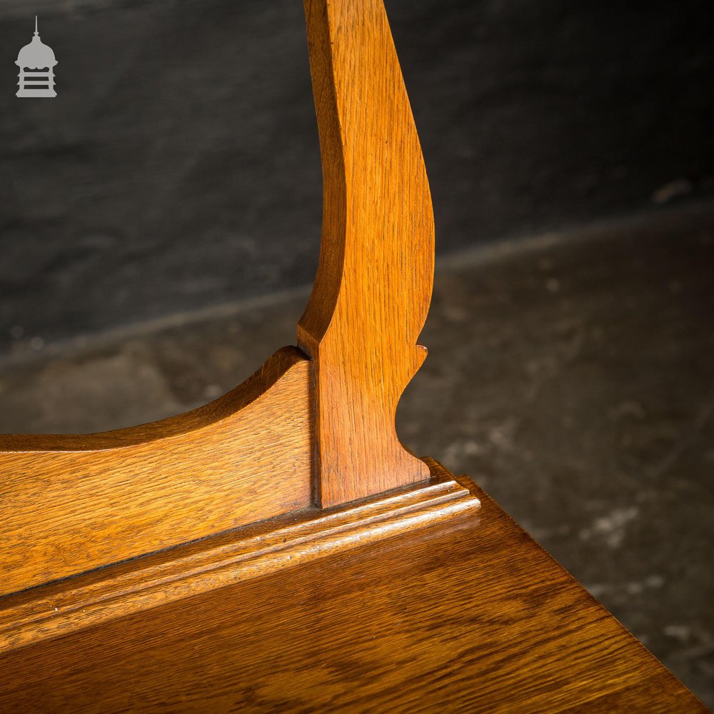 19th C Oak Vanity Unit on Castors With Bouffant Drawer