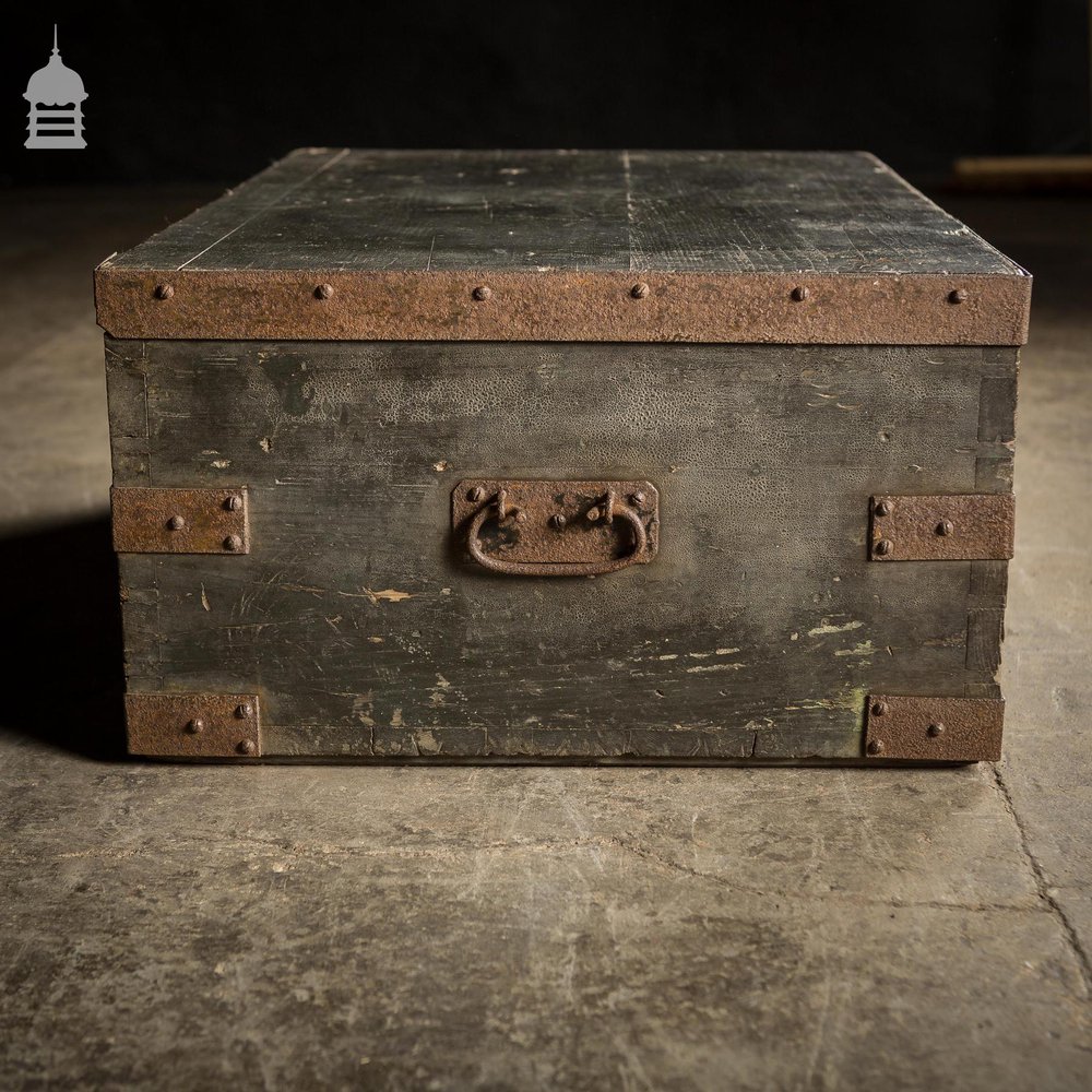 19th C Royal Regiment Wooden Truck Chest with “A.D. Chubb R.C.A” Monogram