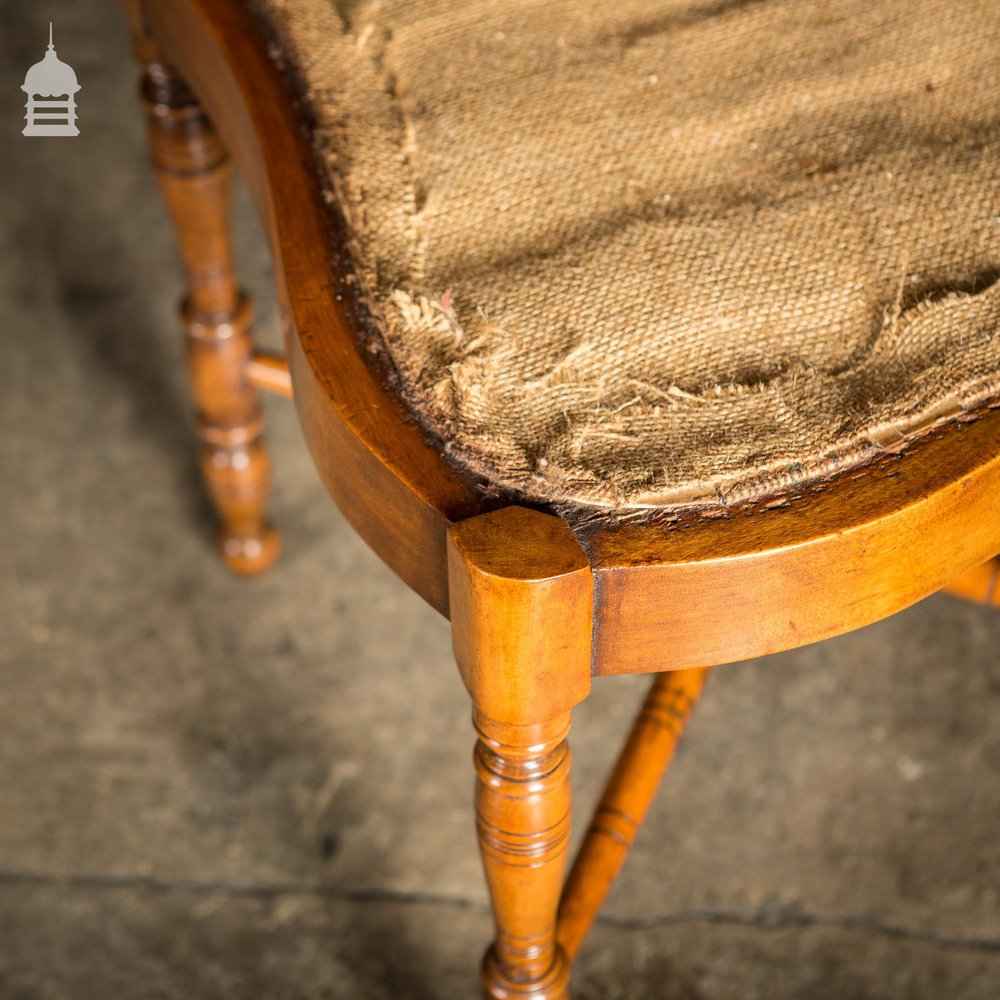 19th C Inlayed Courting Chairs With Fine Turned Wooden Leg and Lyre Back Design