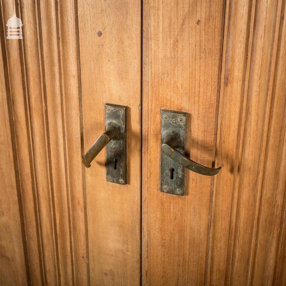 Pair of Teak Doors With Scroll Design and Brass Hardware Circa 1900