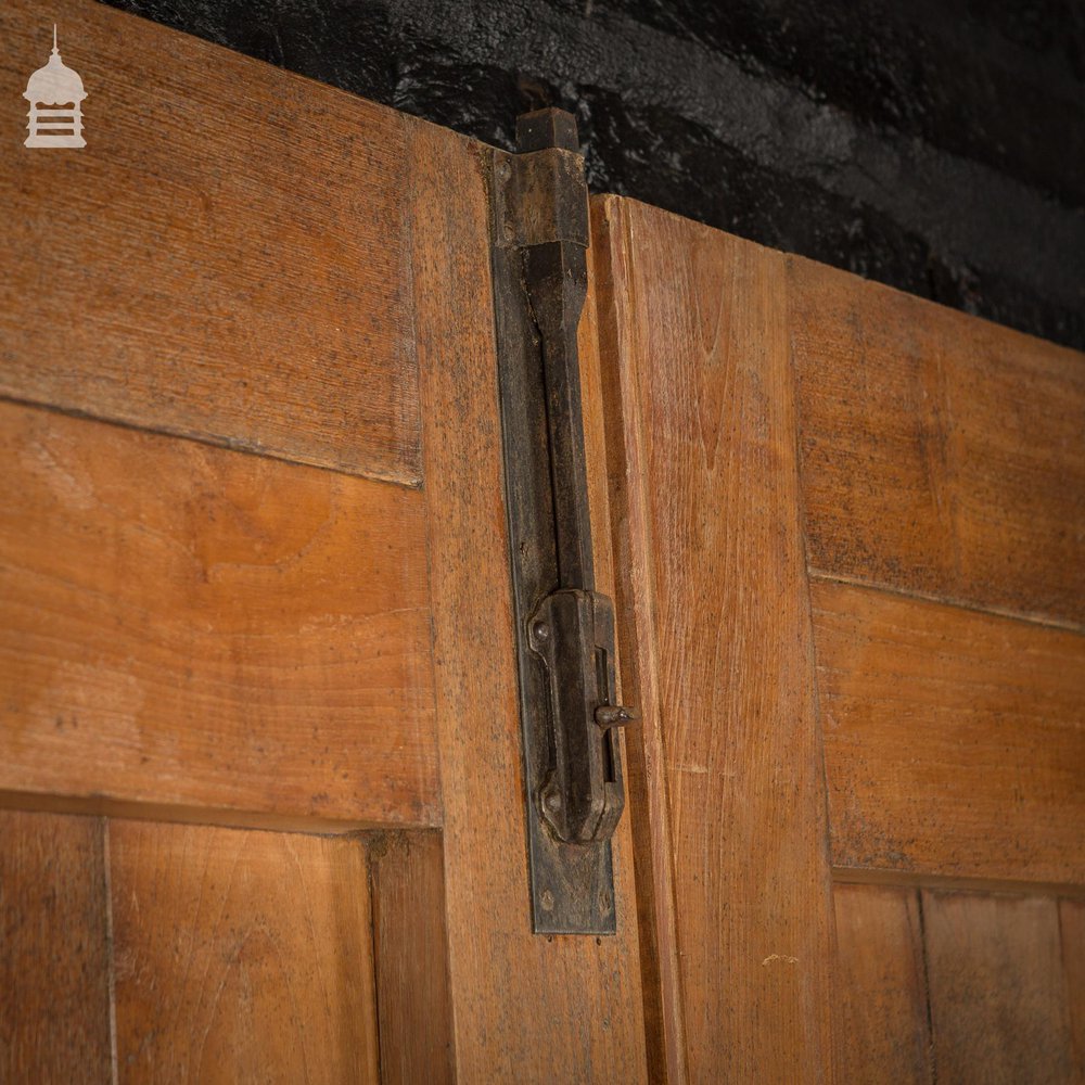 Pair of Teak Doors With Scroll Design and Brass Hardware Circa 1900