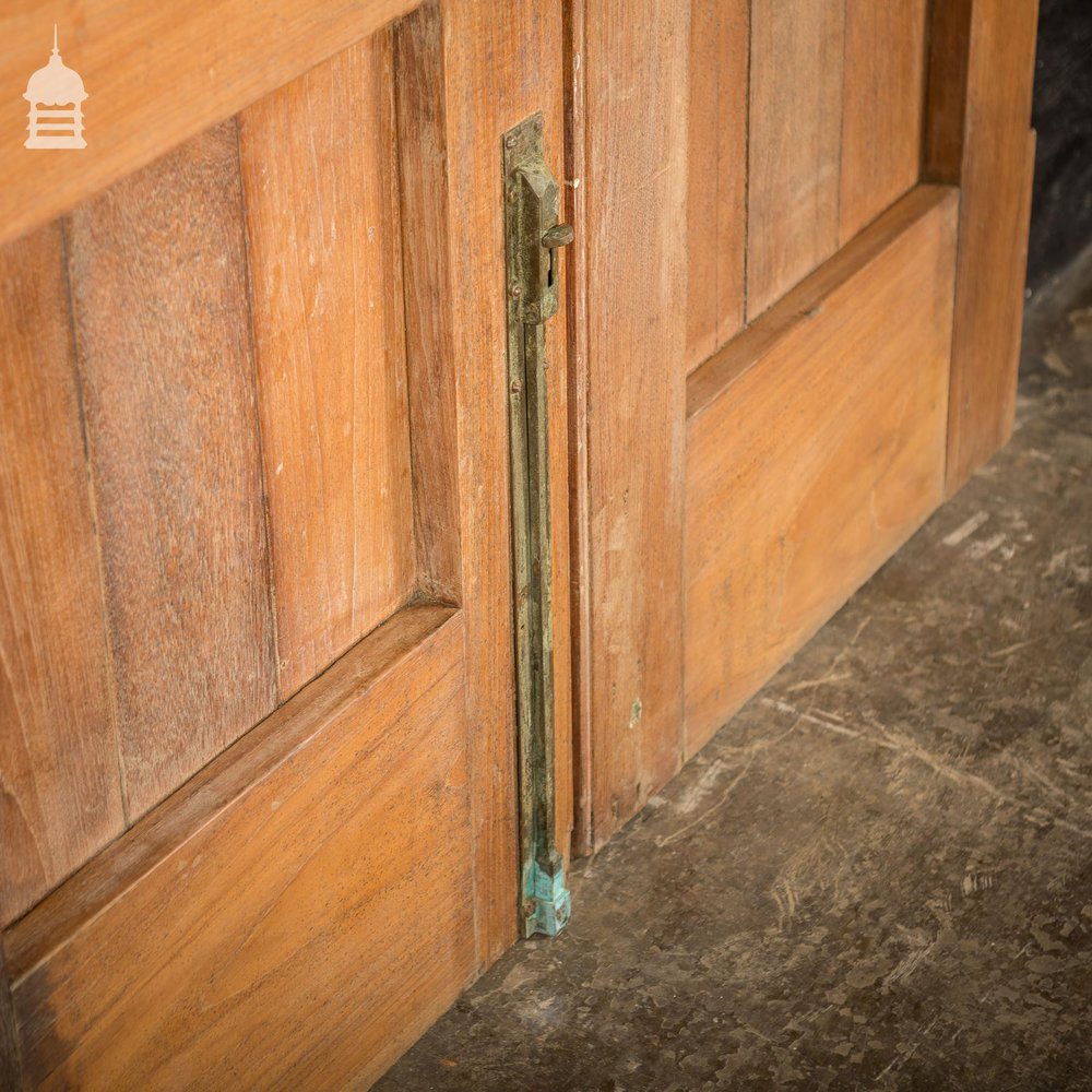 Pair of Teak Doors With Scroll Design and Brass Hardware Circa 1900