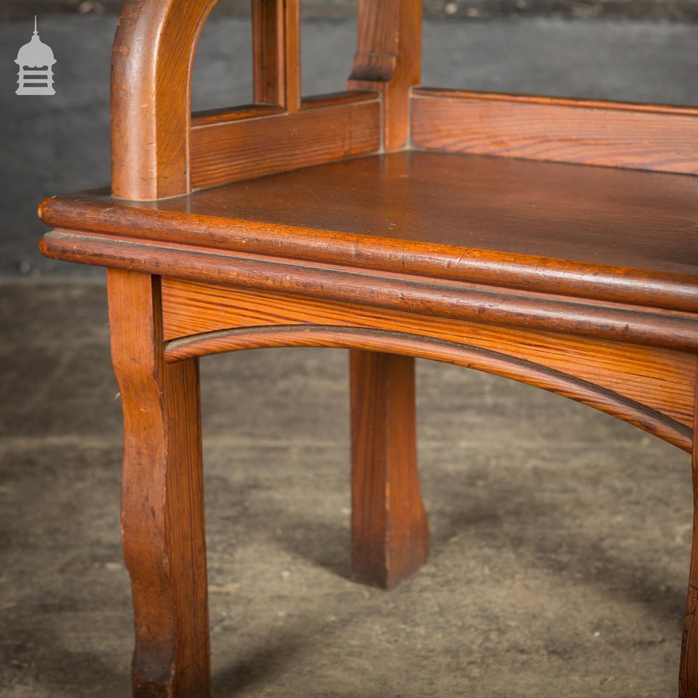 Unusual 19th C Aesthetics Movement Pitch Pine Ecclesiastical Throne Chair