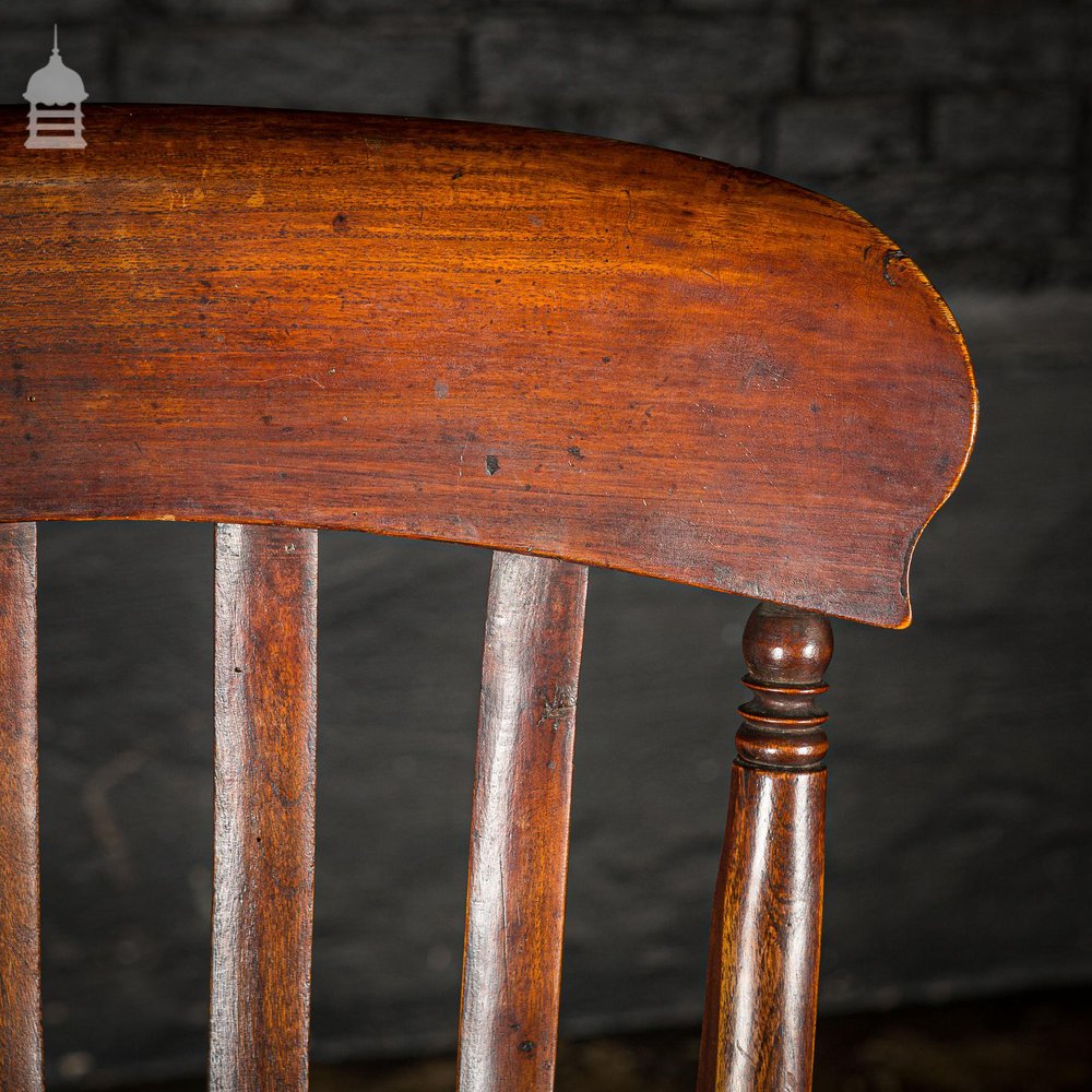 19th C Lath Back Windsor Armchair With H Stretcher and Turned Arm Supports