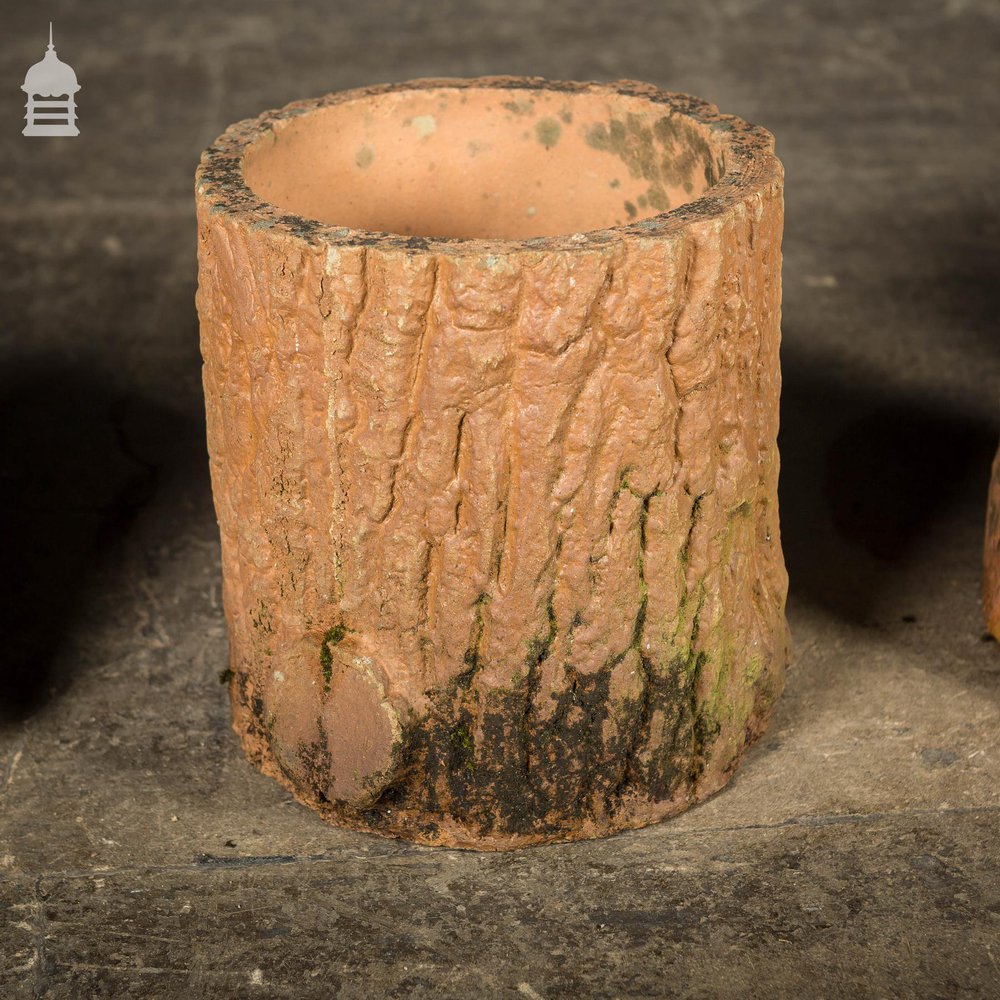 Set of 4 Grotto Ware Terracotta Log Planters