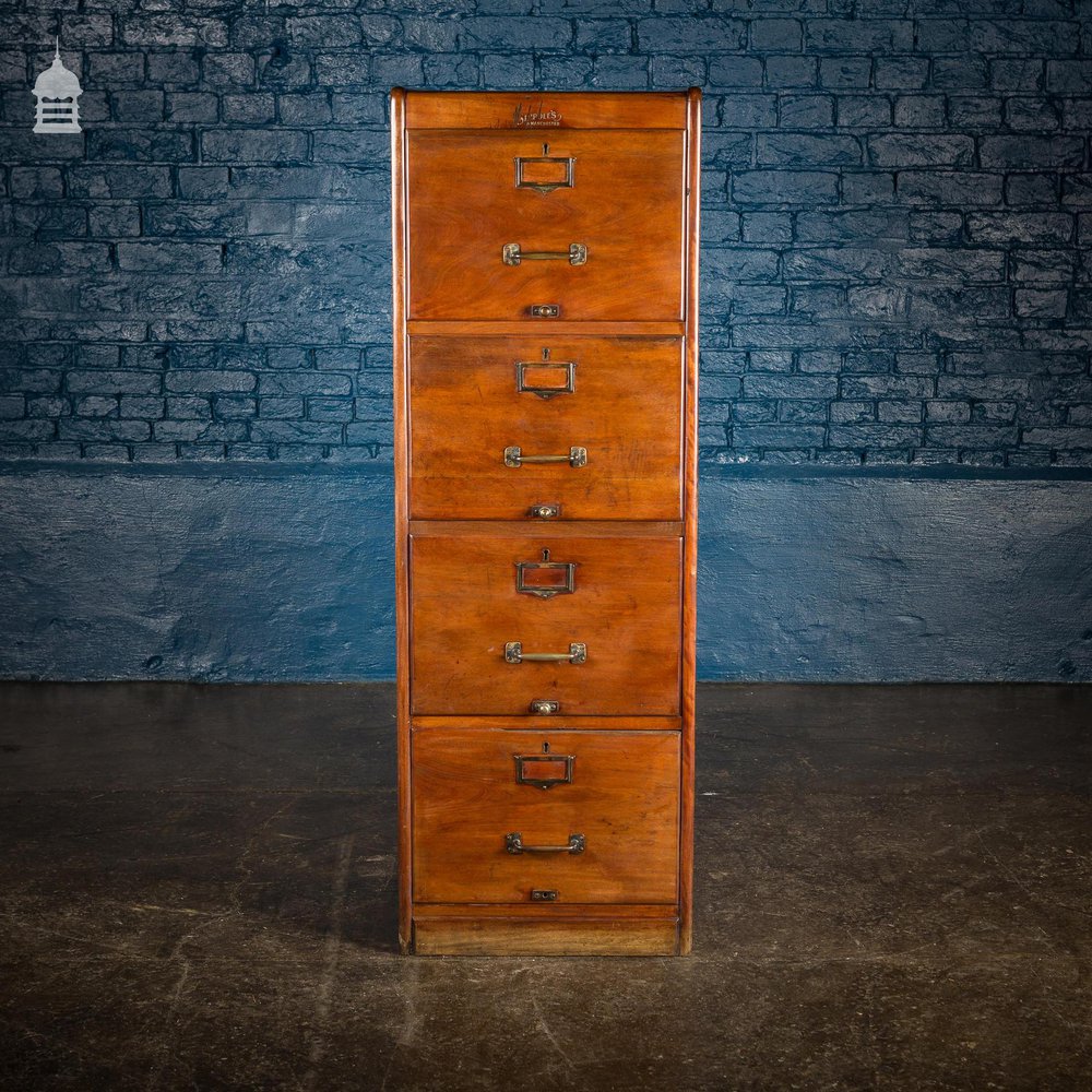 1930’s Simpoles of Manchester Hardwood 4 Drawer Filing Cabinet