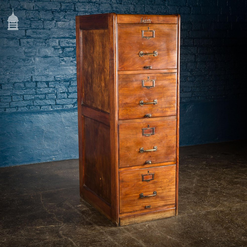 1930’s Simpoles of Manchester Hardwood 4 Drawer Filing Cabinet