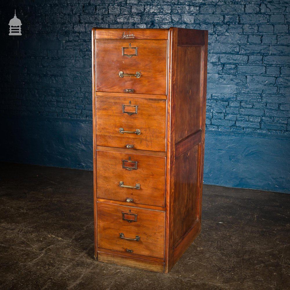 1930’s Simpoles of Manchester Hardwood 4 Drawer Filing Cabinet